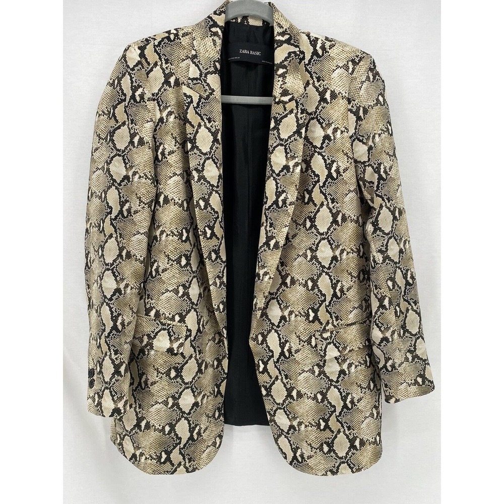 WOMEN'S ZARA BASIC MEDIUM SNAKE PRINT BLAZER JACKET OPEN FRONT